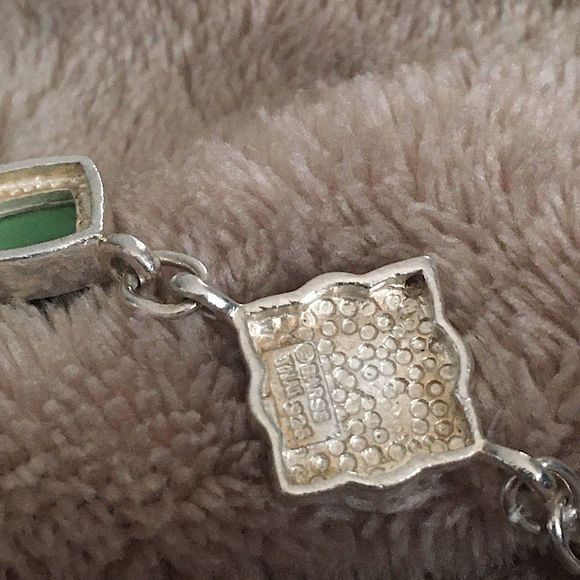 Vintage BARSE Green Turquoise Sterling Silver Link Bracelet - Picture 5 of 14